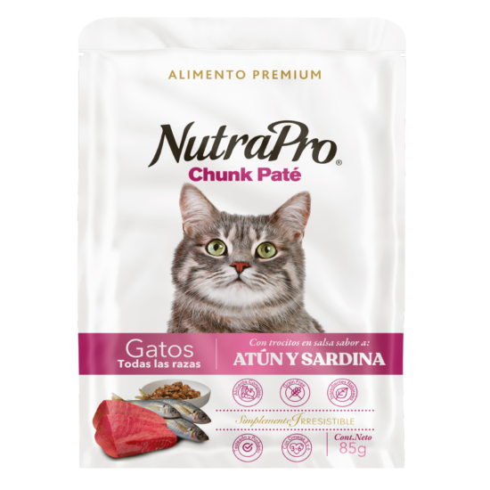 pouch nutrapro gatos atun y sardina