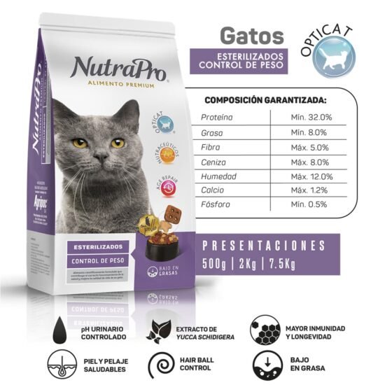 tabla nutricional gatos esterilizados