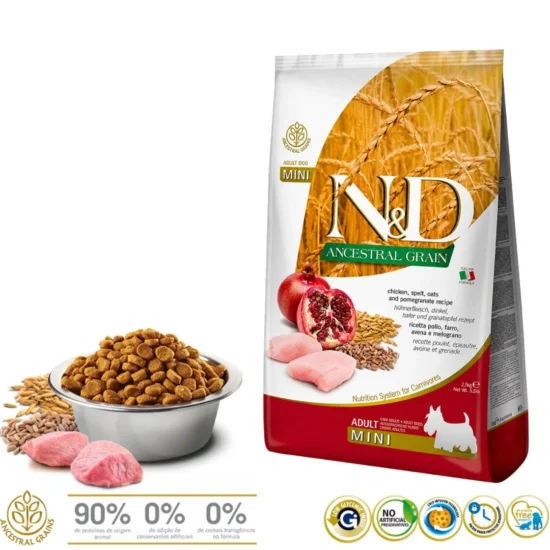 N&D-ancestral-perro-adulto-pollo-granada-mini-quit-agropets