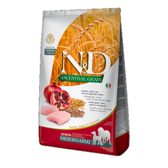 N&D-ancestral-perro-senior-adulto-pollo-granada-medium-quit-agropets